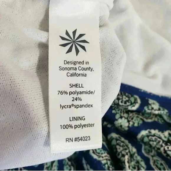 Athleta Aqualuxe Blue Printed Strappy Molded Tankini Swim Top - Picture 9 of 11
